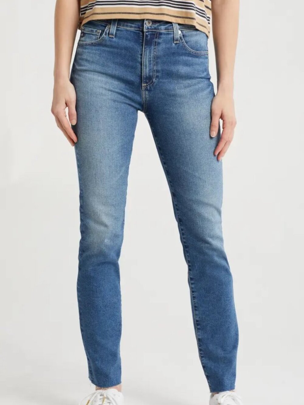 AG Adriano Goldschmied Mari Raw Hem Straight Leg Jeans in Arcadia